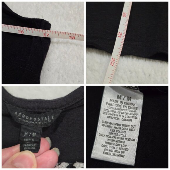 Aeropostale ✦ Black Embroidered Tank Top M ✦ Crisscross Back Sleeveless Casual - Picture 7 of 9